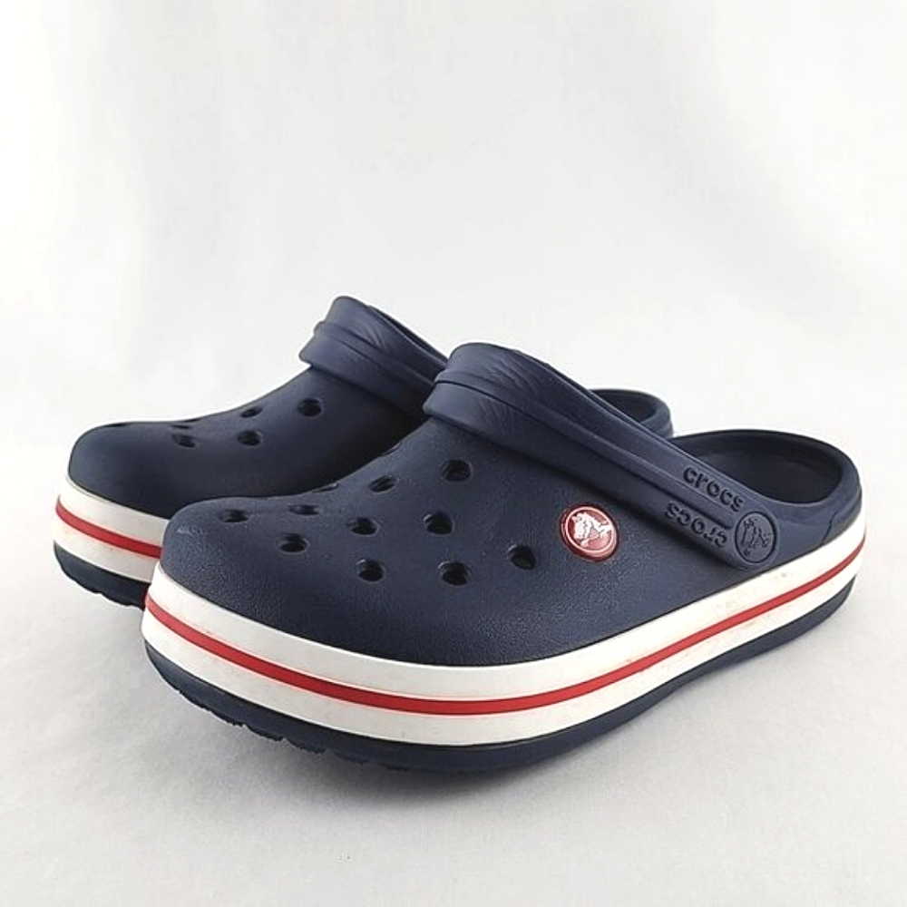 CROCS Unisex Juniors Clog Navy Sports Sandals Dark Blue Red Size 3 - Picture 3 of 16